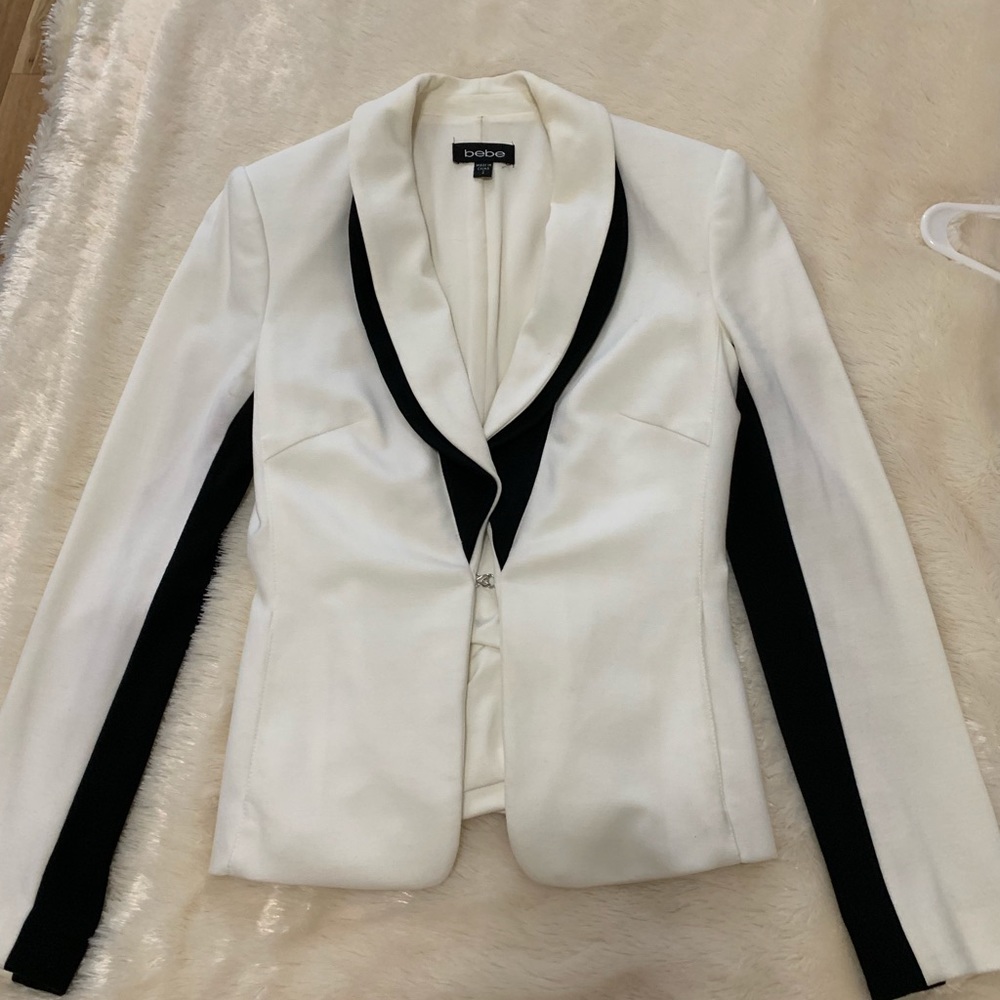 BEBE Color Block White Blazer